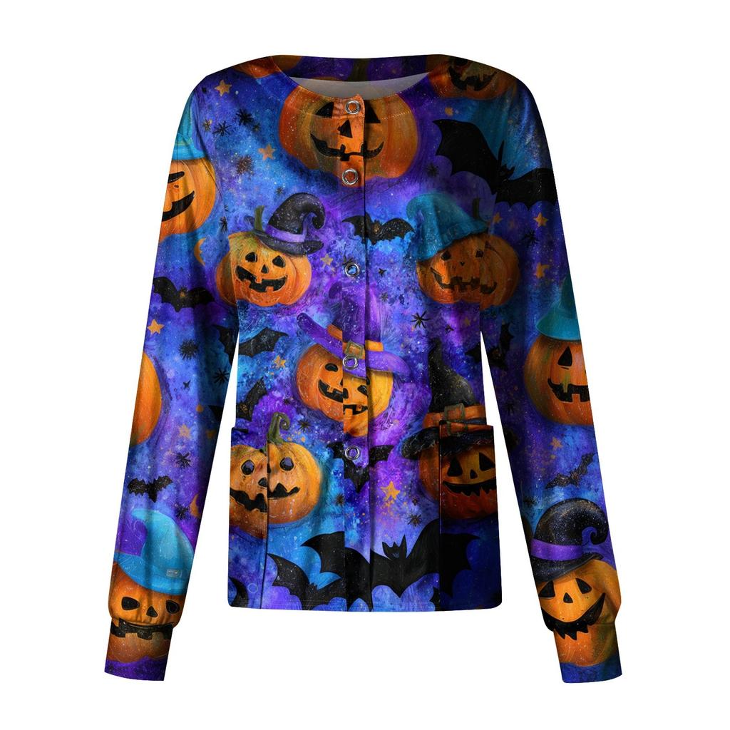 Women's Casual Long Sleeve Single Breasted  Printed Dry-nurse Top