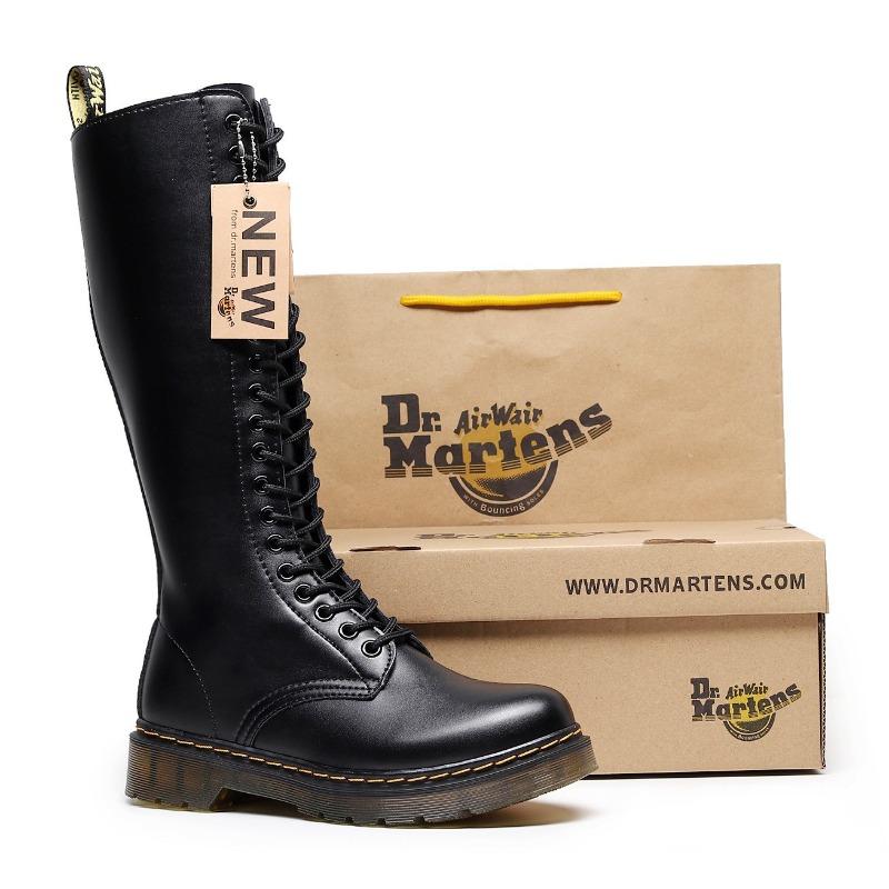 Lochstiefel Damen Oberleder echtes Rindsleder Martin Stiefel Muffin dicke Sohle Kurzstiefel Runde Spitze Trend