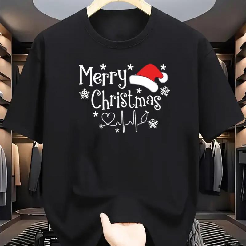 

Christmas Bell Print Men s T-Shirt - Cute Festive Daily Wear XXL белый