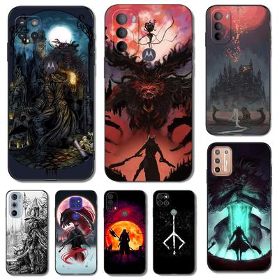 Black Tpu Case For Motorola Edge 20 Lite Pro 2021 S Moto E20 E30 E40 E7 4G G 5G Plus Bloodborne Blood Moon Art
