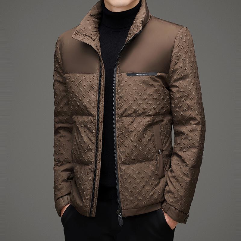 Men s 2024 Winter Patchwork Stand Collar Down Jacket: Versatile, Casual, Thick, and Warm. XL
