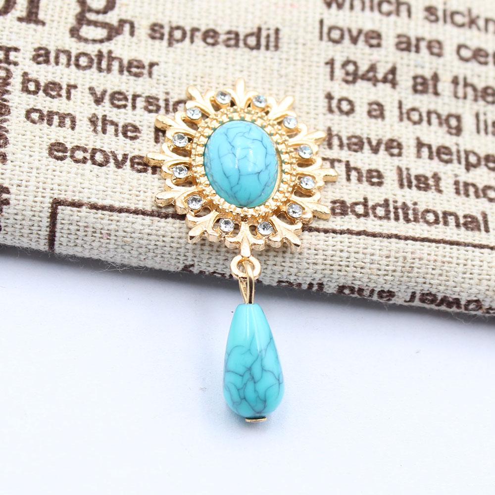 New 5 pieces of 25 * 50mm oval flat turquoise pendant DIY clothing, shoes, hats, forehead decoration pendant