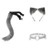 Katzenohr-Stirnband mit Schwanz-Kragen-Set Cosplay Anime Kawaii Kostümzubehör Damen Tier-Thema Verkleidung