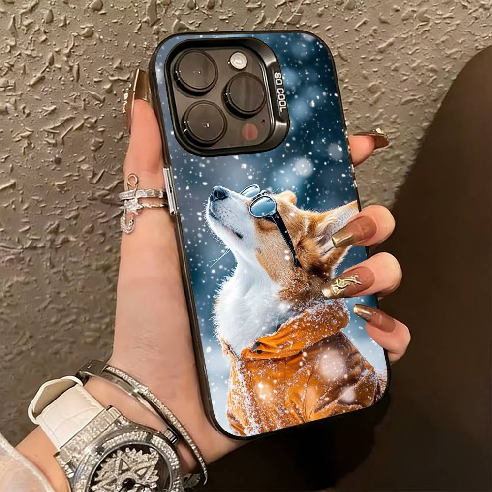 corgi Lovely  Phone Case For iPhone 17,16,15,14,13,12,11 Plus,Pro Max,XS,Colorful Silver Phone case Funda Cover iPhone16