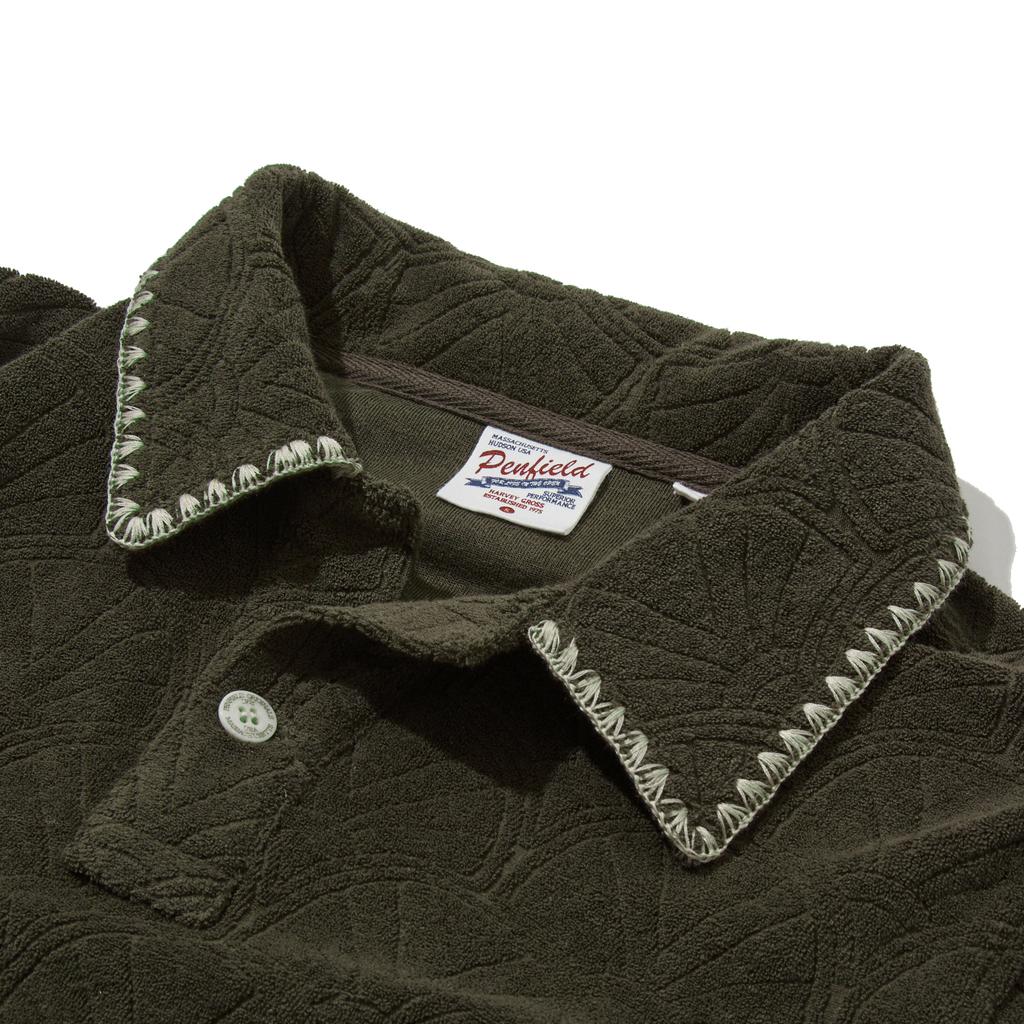 Penfield Resort Shell Pattern Terry Half Pullover Olive_Fr2Kt203