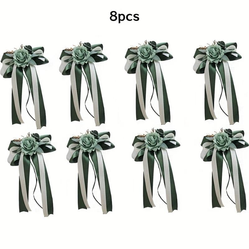 8 stk Bryllupsfest Blomsterdekoration til Bilens Bakspejl Dørhåndtag Elegant Stoleryg Arrangement Bryllupsbil Dekoration
