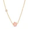 Enamel Daisy Flower Necklace,Stainless Steel Thin Link Bezel CZ Chain,Waterproof Tarnish Free Gift for Women