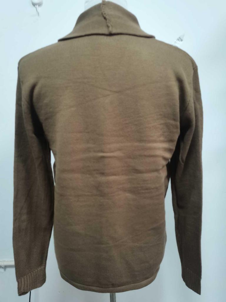 2024 Men's Autumn Color-Blocked Knitted Sweater with Lapel and Long Sleeves