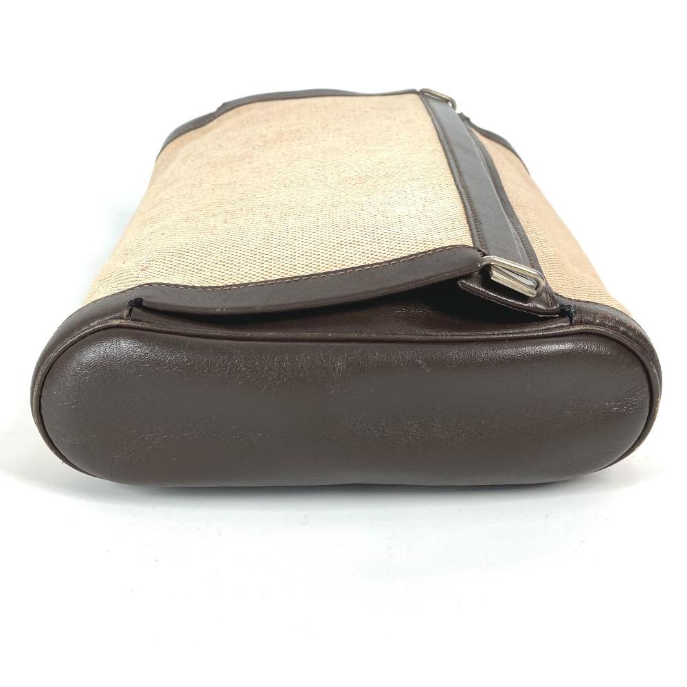 Hermes Equi Pouch Flap Bag Clutch Bag Leather/Canvas Beige/Brown