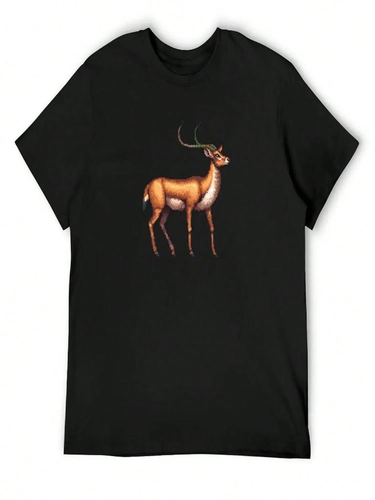 Pixel Antelope T-Shirt Valentines Clothes Summer 2025 Oversize T-Shirts Man unisex Workout Shirts