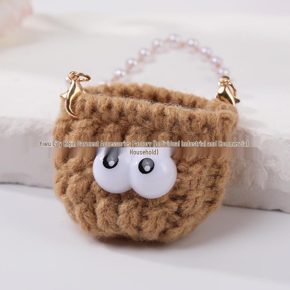 Mini Candy Color Yarn Bag Pendant with Cartoon Doll