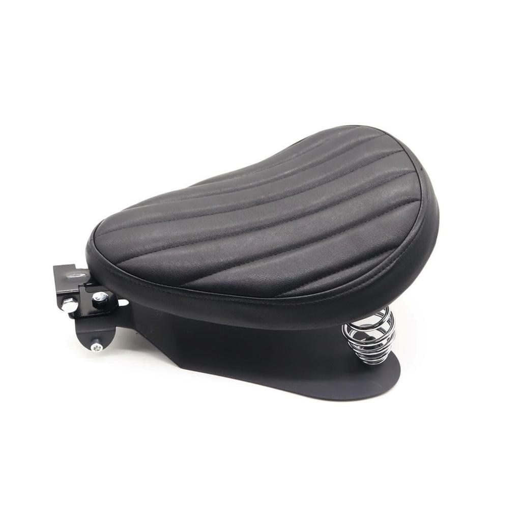 JPMODAO Motorcycle Seat Rich Choice Black Leather Solo Seat with Spring Bracket Kit for Sportster XL1200 883 48 Chopper Bobber Custom Cover, (Vertical