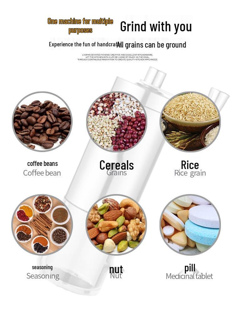 Portable Hand-cranked Coffee Grinder with 304 Stainless Steel and Wood Grain Finish