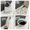 Vintage PU Leather Shoulder Underarm Bag For Women Shiny Rivet Daily Use Handbag Simple Casual Shopping Tote Small square bags