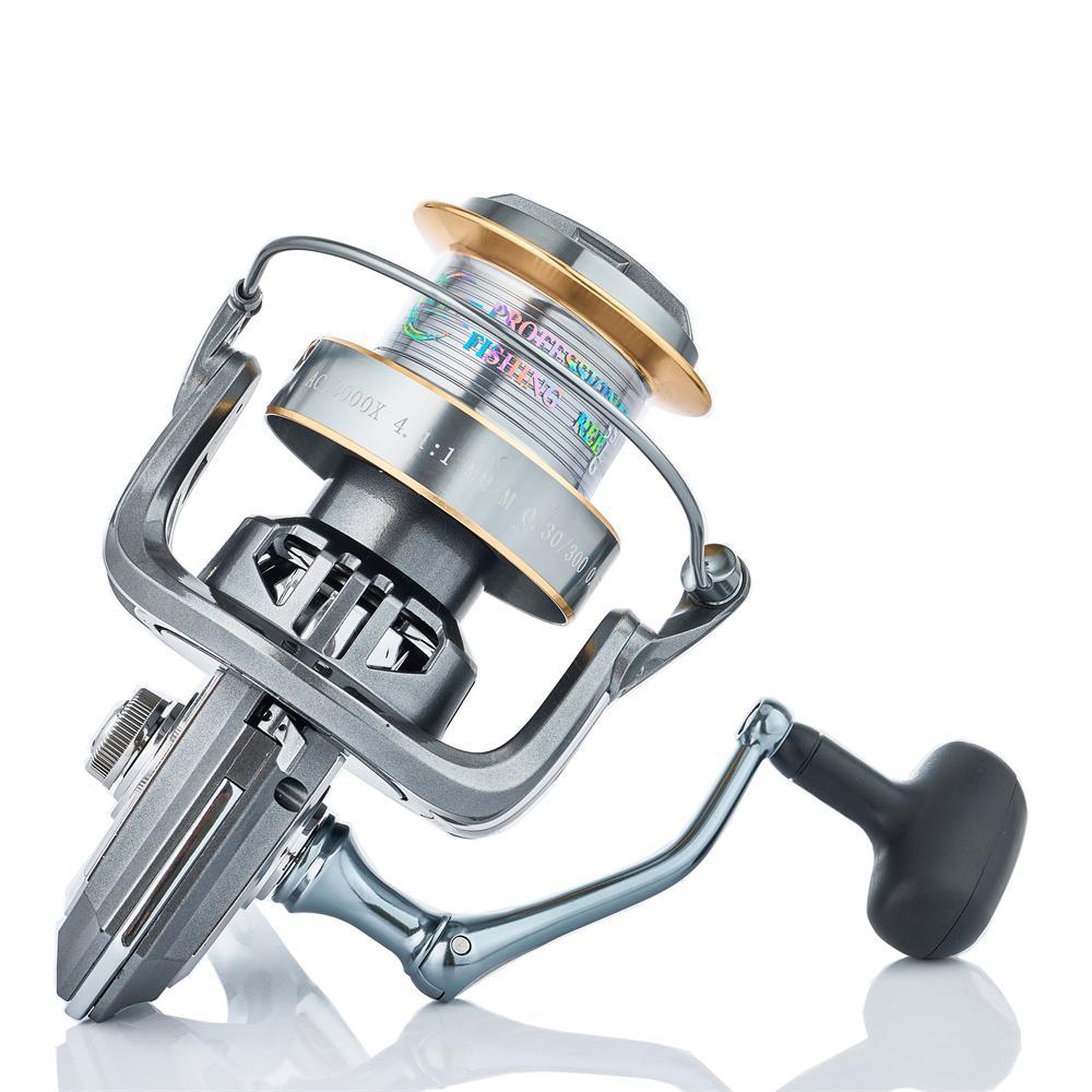 Carrete de Pesca Giratorio Portátil Todo Metal para Lanzar Señuelos Potencia Máxima 25 kg/55 lb Engranaje de Aleación Suave y Duradero Resistente al Agua y a la Corrosión