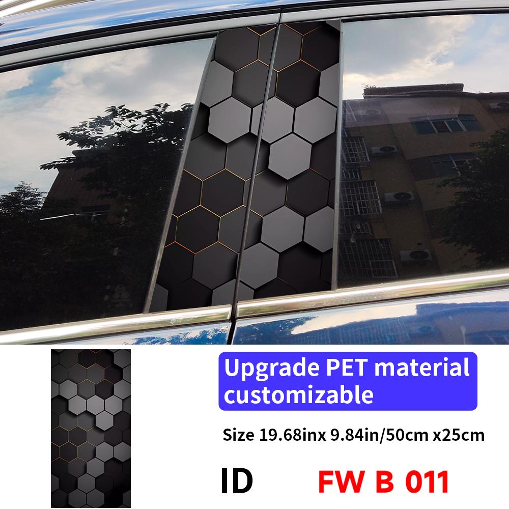 Honeycomb Car Stickers Auto B Pillar Waterproof Center Column Decoration Cover Scratches DIY Car Doors Pillar Decals Accessories