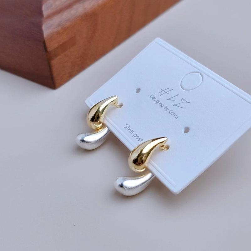 Trendy New 2 In 1 Detachable Stud Earrings for Women Gold Color Water Drop Studs Unusual Earrings Copper Color Metal Earrings