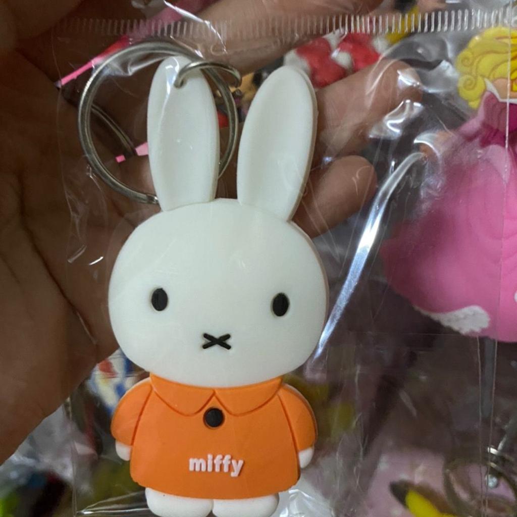 Kawaii Miffy Rabbit Cartoon Creative Soft Rubber Double-Sided Plush Toy Bag Keychain Cute Rabbit