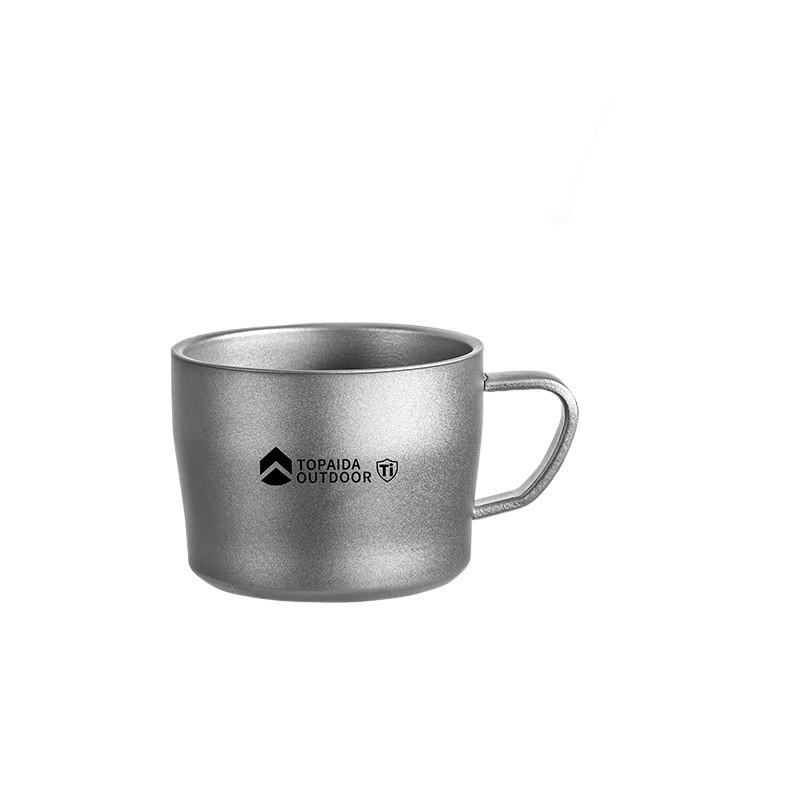 Titanium Double Wall Coffee Cup 150ml With Handle Heat Resistant Outdoor Travel Mug Camping Office Tea Drinking