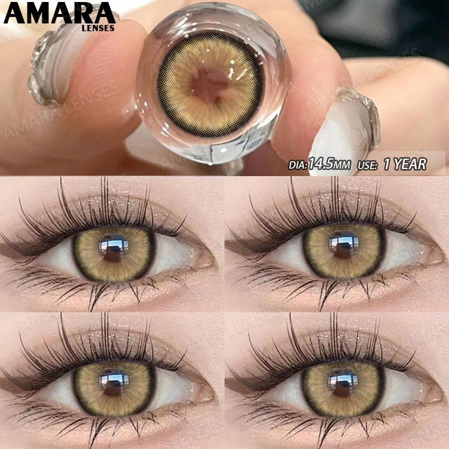 AMARA  Colored Contacts Lenses Brown Lenses Purple Lens Natural Look Cosmetics Colored Pupils Eyes Color Lens Soft High Quality