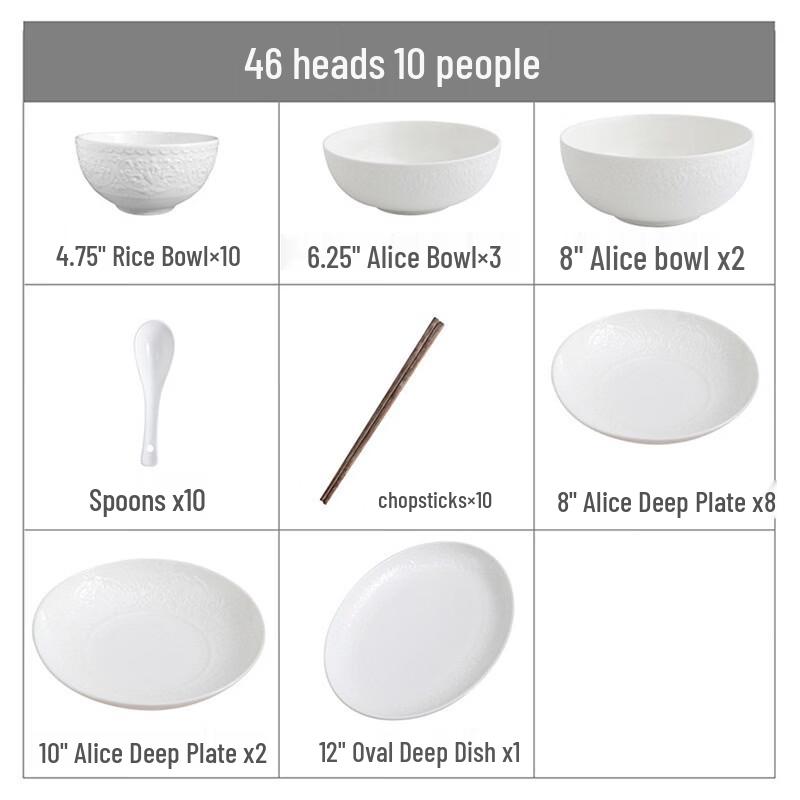 Yi Pan 46-Piece Ceramic Chinese Dinnerware Set