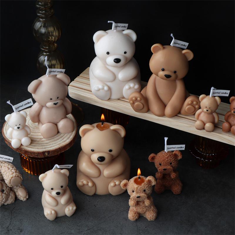 3D Cute Cartoon Bear Silicone Candle Mold DIY Home Decoration Silicone Mold For Resin Teddy Bear Candle Mold