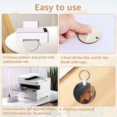 150Pcs Sublimation Keychain Blanks Bulks DIY Rectangle/Round Double Sided Heat Transfer Keychain Blanks with Rings and Clips