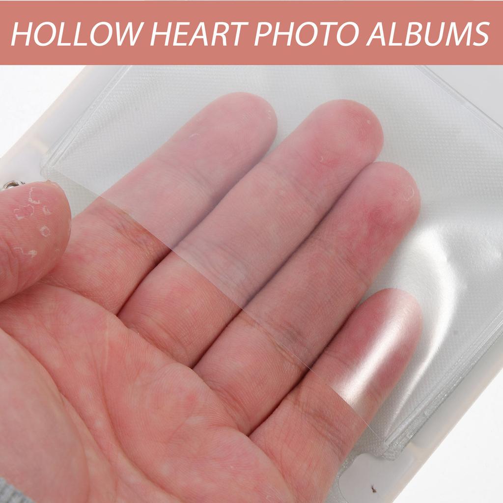 Small Heart Photocard Holder Album Portable Lightweight Photo Book with Transparent Pockets for Women Girls Kids Graduation