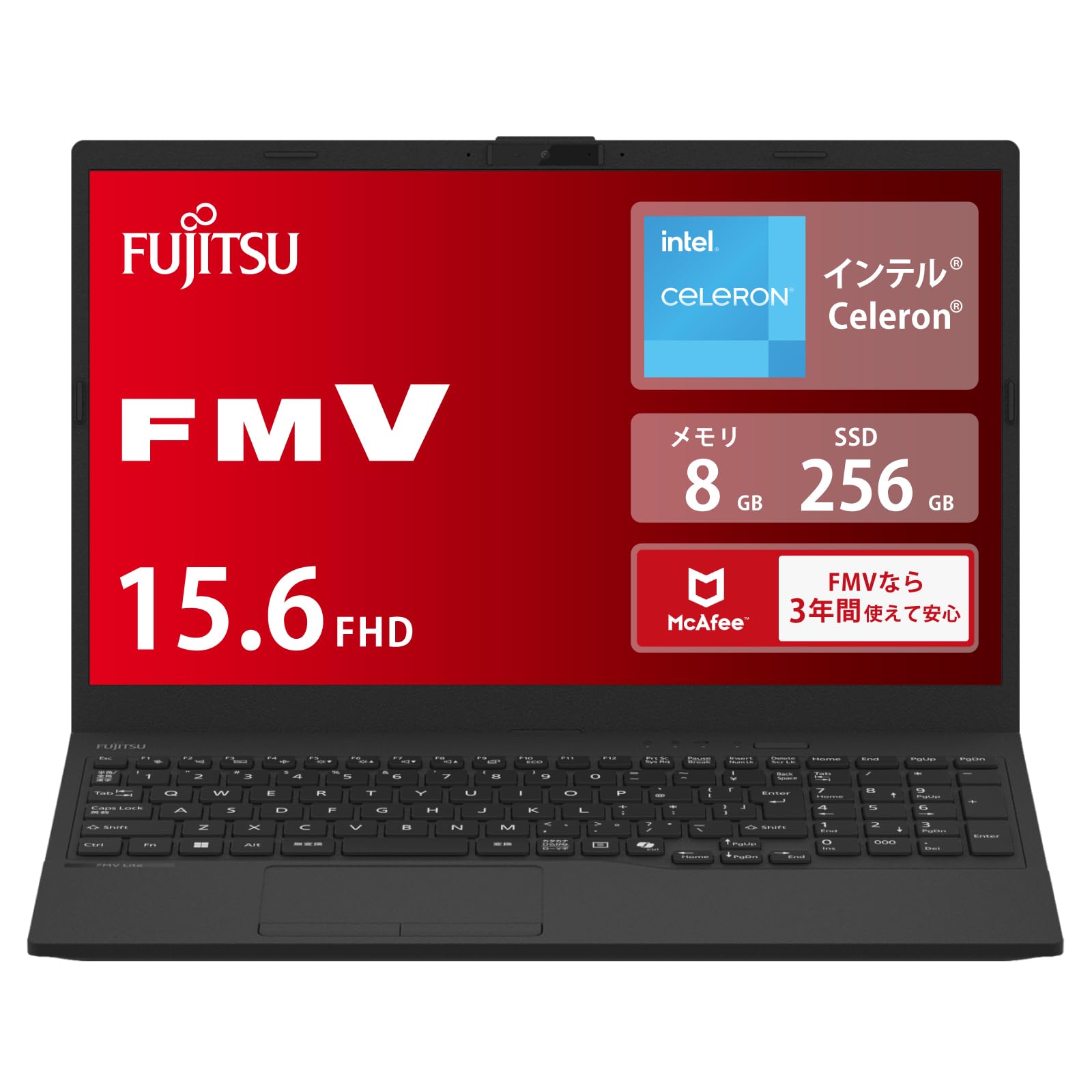 

Fujitsu Laptop FMV Lite AH Series WA1/J2 (Win 11/15.6 type/Celeron/8GB/SSD 256GB/No Office) FMVWJ2A111_AZ чорний