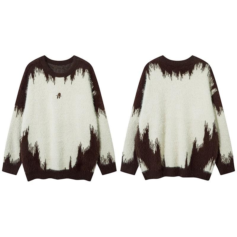 Unisex Oversized Cozy Knit Sweater With Faux Mink Texture Streetwear Style Winter Warm Pullover Youth
