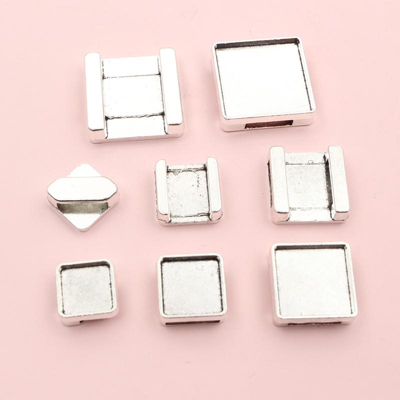 New Fashion 10pcs 10-20mm Inner Size Bronze Silver Plated Square Cabochon Base Setting Pendant,Fit  20mm Square Glass Cabochons 