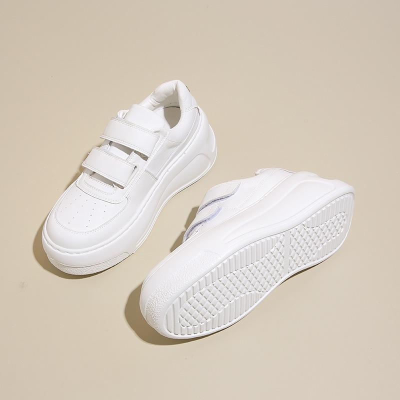 Versatile Velcro Little White Shoes Women's Autumn New Thick Baseplate Shoes Heightening Cake Pine Sports Casual Shoes