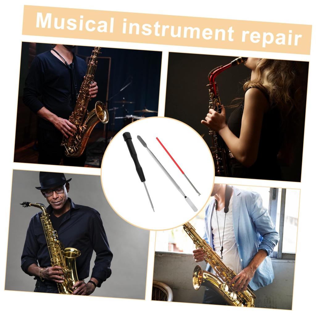 Alasum 3-Piece Woodwind Instrument Repair Tool Kit for Saxophone, Clarinet, Flute, and Piccolo: Precision Screwdriver Maintenance Kit