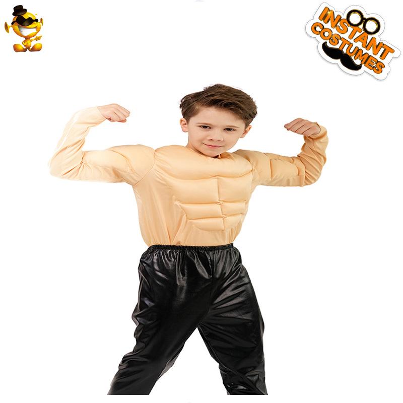 Muscle Man Cosplay T-Shirt for Boys - Fake Abs & Pectorals Costume