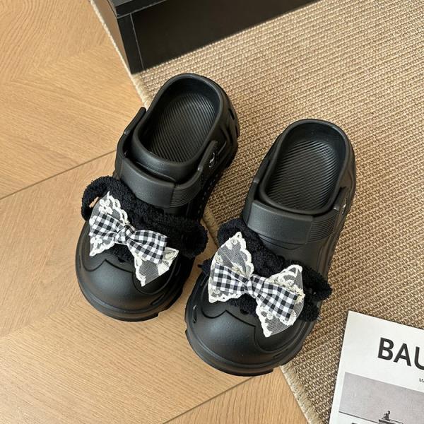 Fashion Butterfly-Knot Slippers Women Summer Cover Toe Slides Soft Butterfly-knot Sweet Butterfly-Knot Cover Toe Slippers Women Summer S