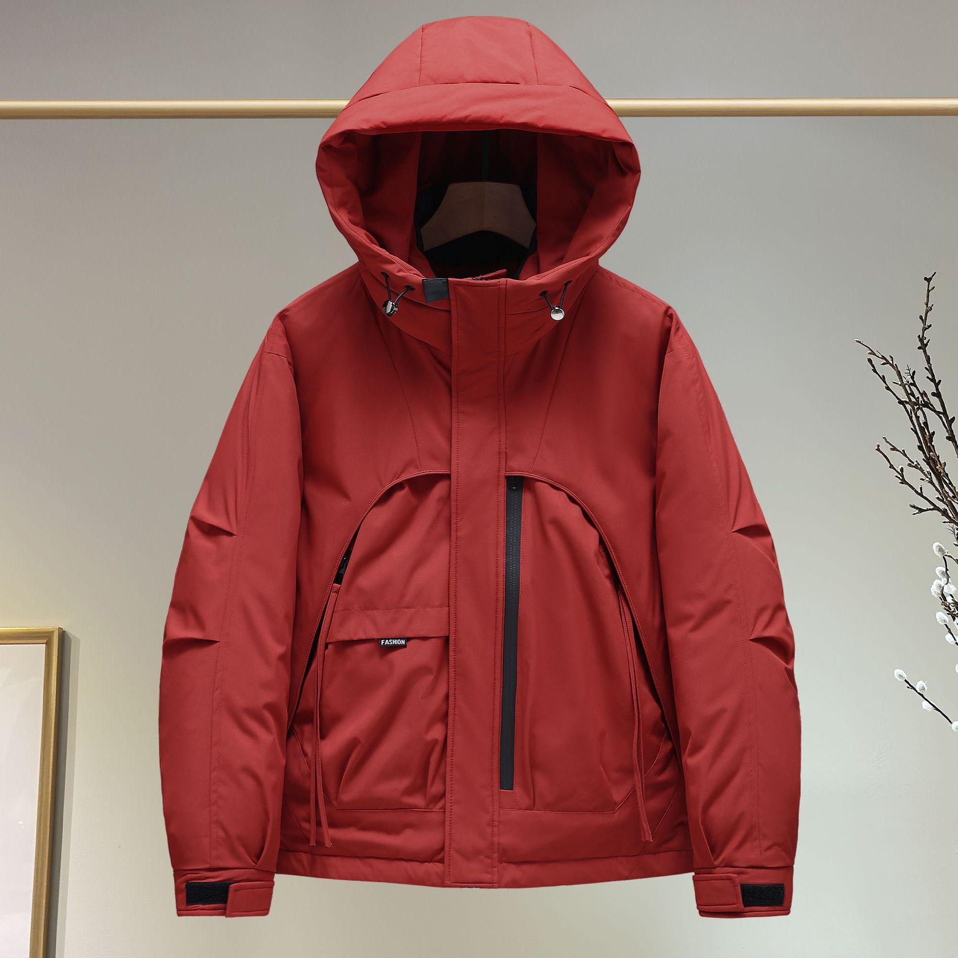 

Спортивная уличная одежда в одном стиле для мужчин и женщин, модная утолщенная осенне-зимняя теплая хлопковая куртка с капюшоном для пары XXL красный