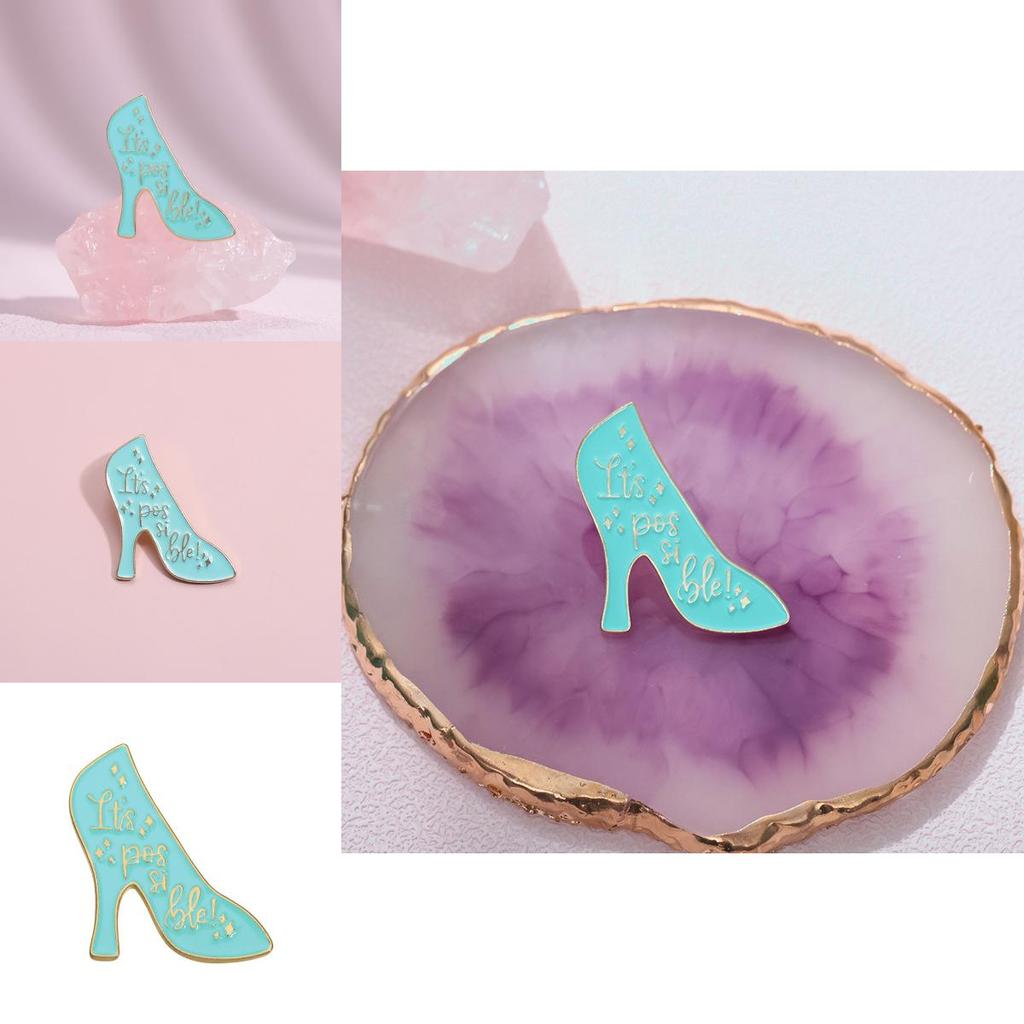 Green Artistic Exquisite Letter High Heel Brooch Versatile Alloy Decoration Metal