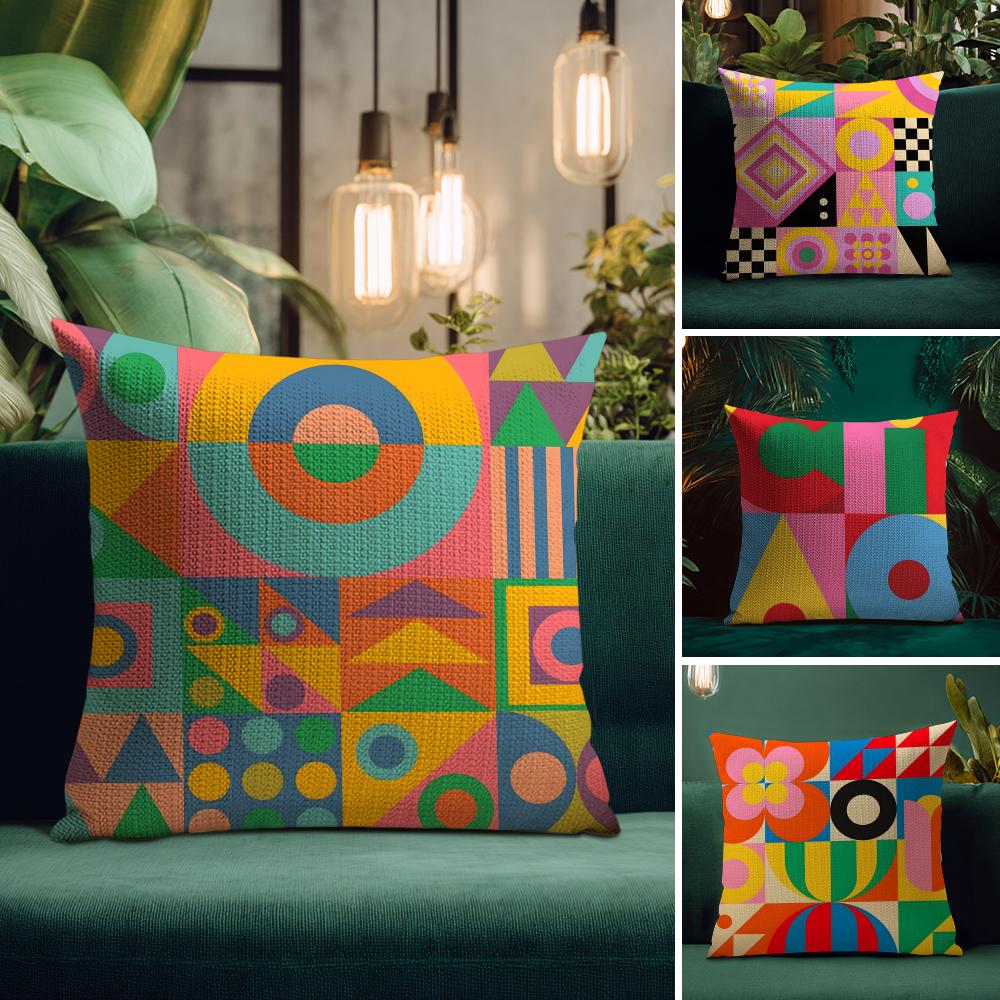 Geometric Patterns Luxury Cushion Cover Natural Linen Pillow Case DoubleSided Print Decorative Sofa Pillowcase Home Decor Gift