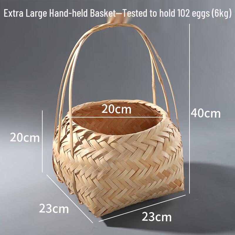 Set of 3 Large Handwoven Bamboo Storage Baskets
