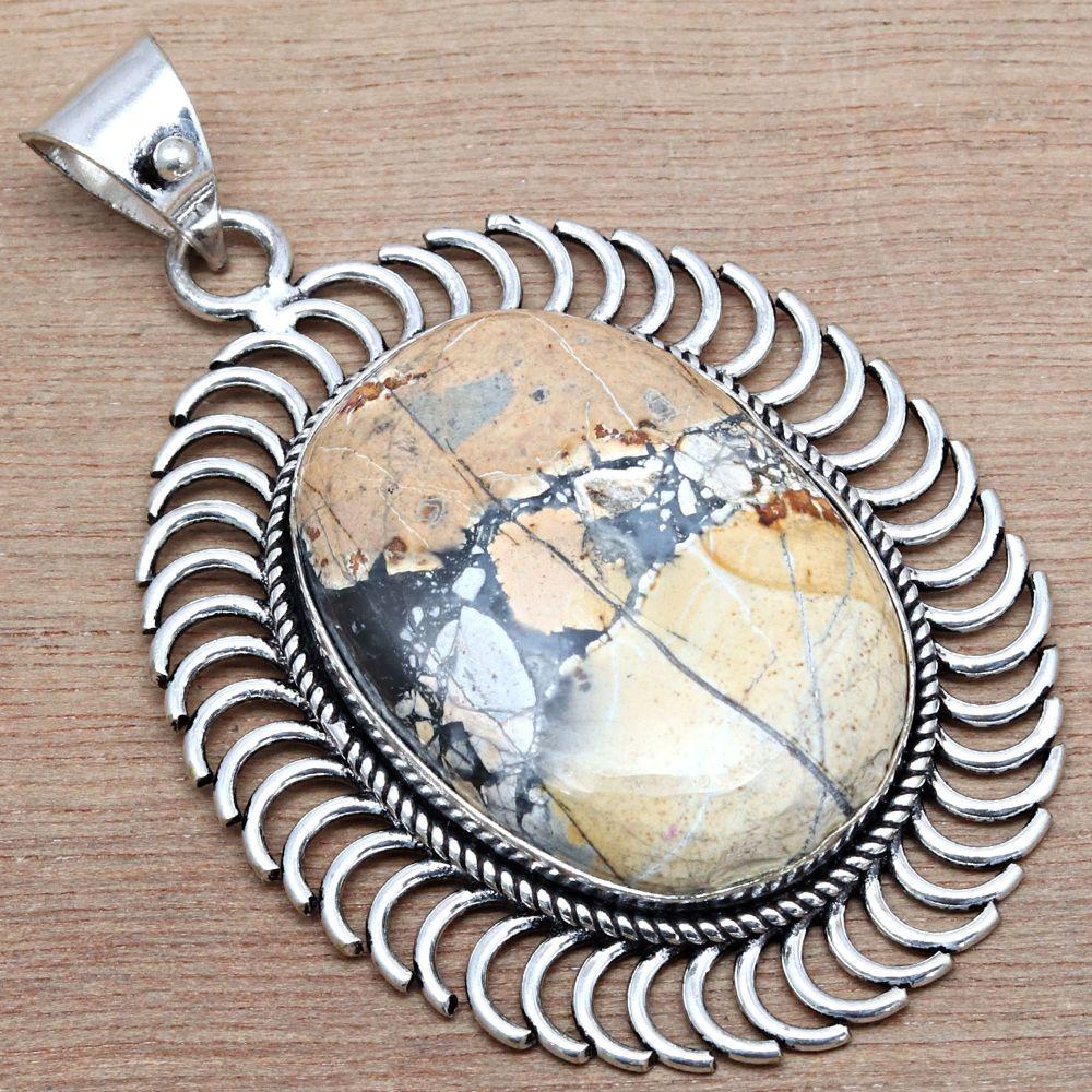 Pendant Malinga Jasper Gemstone Mother'Day Gift Silver Jewelry 2.25"