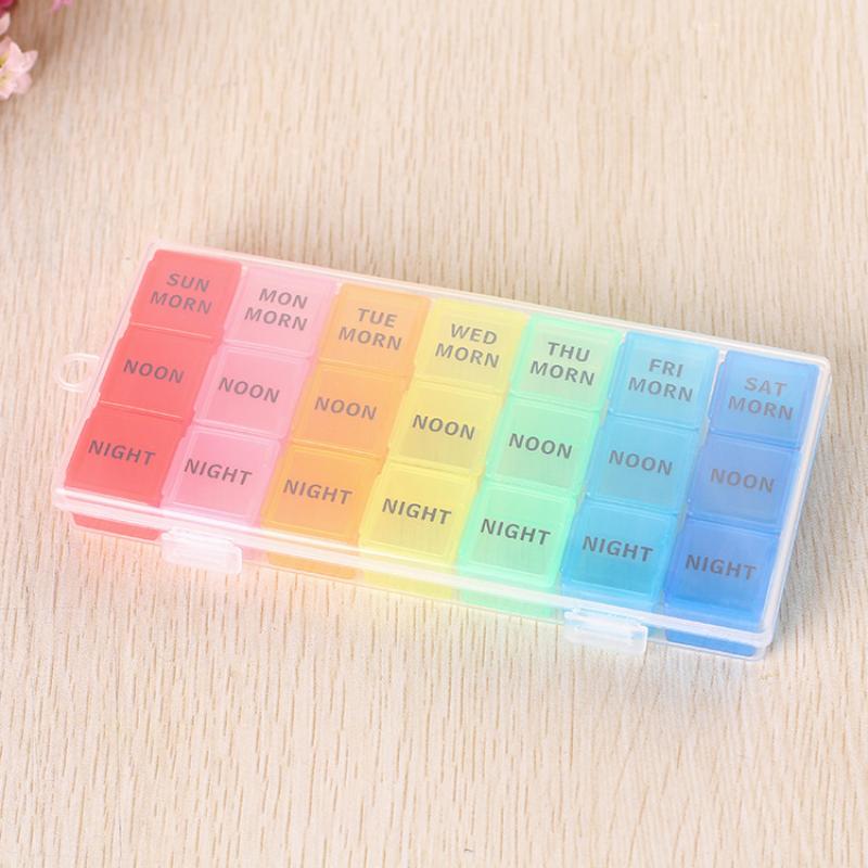 Pillendose wöchentlich 7 Tage Pillen-Medikamentenbox Halter Organizer Wöchentlich 7 Tage 21 Fächer für Medikamente Nahrungsergänzungsmittel Vitamine
