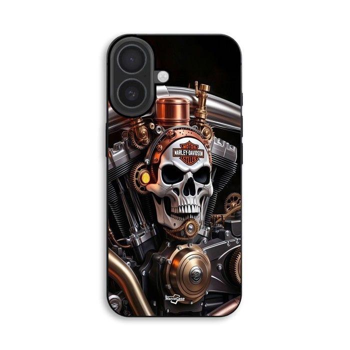 Hülle Für iPhone 18 Harley Davidson Mechanischer Totenkopf Maniacase schwarz