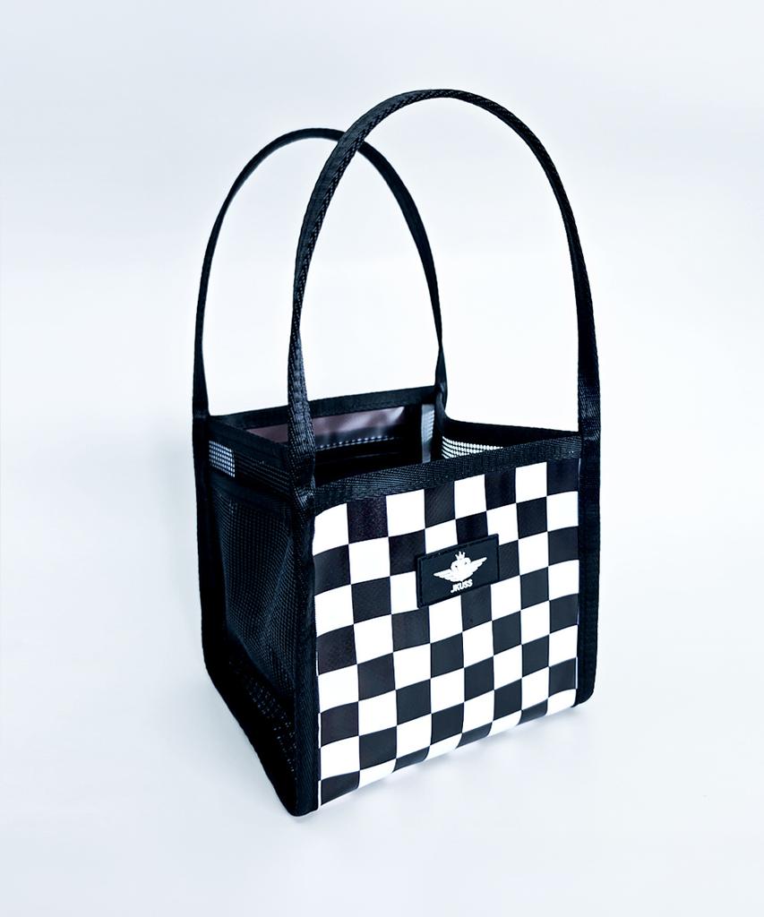 Jeikeoseu Checkerboard Mesh Quad Bag Black 177B