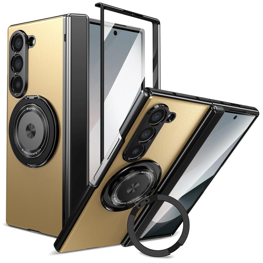 Magsafe Magnetic Bracket Hinge Protective Case For Samsung Galaxy Z Fold 7 6 5 4 With Screen Glass Film Fold5 Fold6 Fold7 Cover