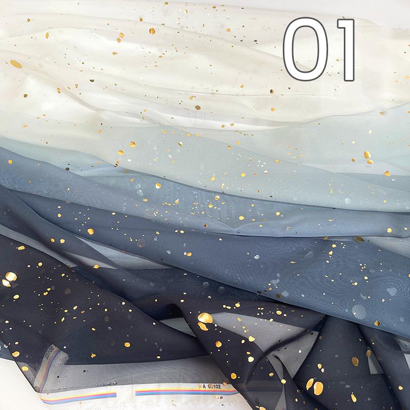 1/3/5M Rainbow Gradient Color Chiffon Fabric 30D Gradient Tulle Fabric For Diy Ancient Style Hanfu Wedding Dress Stage Garment