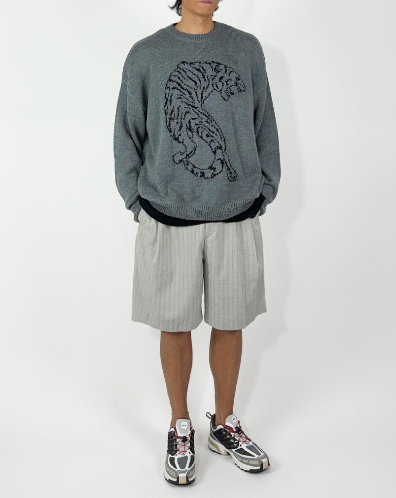 A MADE Line Intarsia Loose Fit Knit (Charcoal)