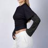 Women's Casual Round Neck Long Sleeve Lace Patchwork Pullover Top Color Blouse