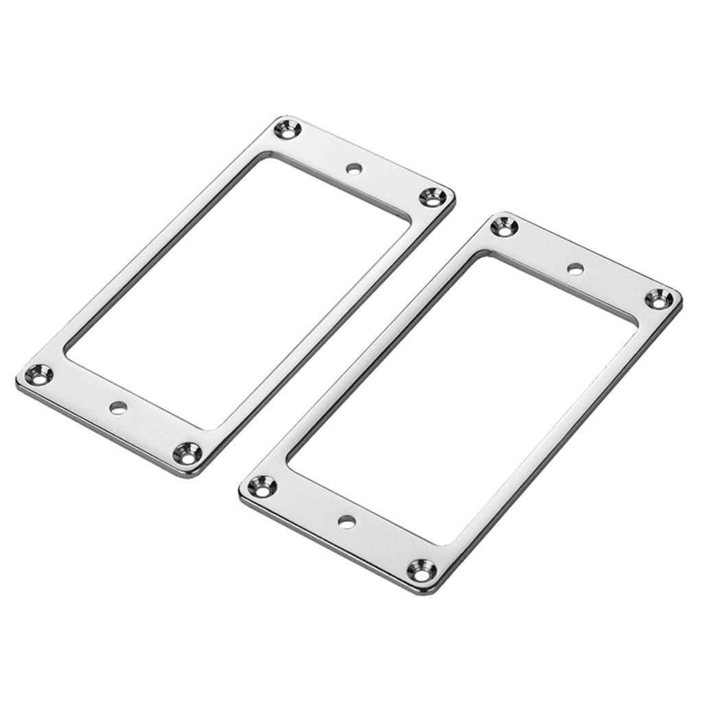 2Pcs Flat Aluminum Alloy Humbucker Pickup Mounting Ring Bridge Neck Pickups Cover Frame Replacement for Electric Guitars