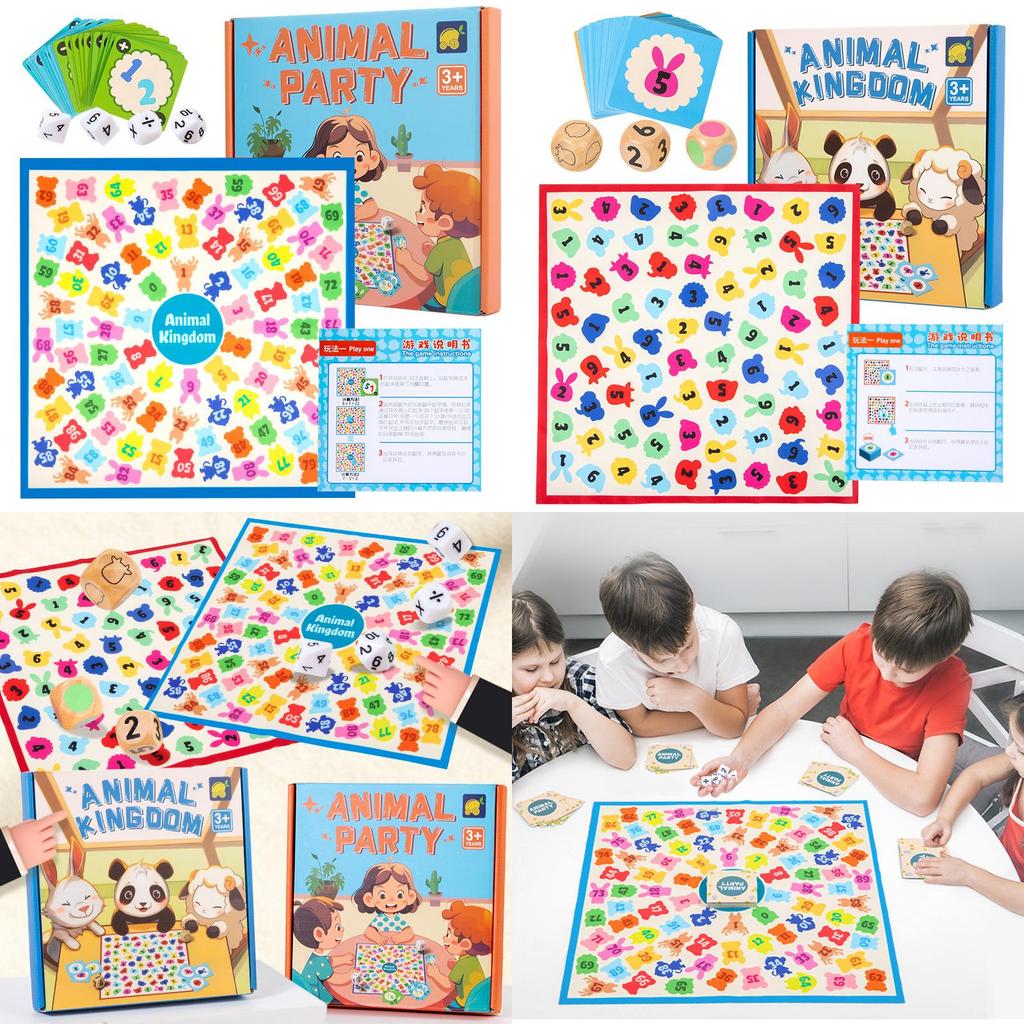 Animal Party Wooden Board Game For Kids With Educational Math And Parentchild Interaction