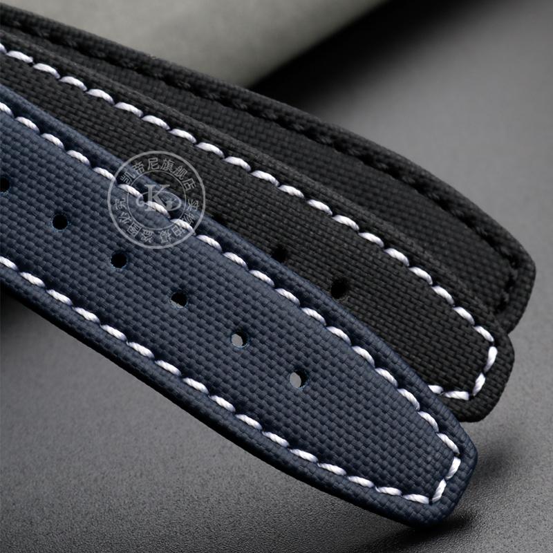 Nylonowo-skórzany pasek do zegarka IWC Engineer z wycięciem Pasek IW500501 IW378507 IW322703 Seria Czarny Sportowy płócienny pasek do zegarka